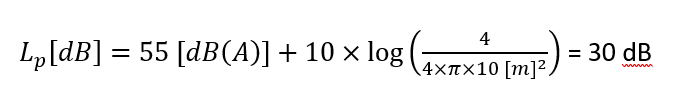 Przykład przeliczenia mocy akustycznej na ciśnienie akustyczne 