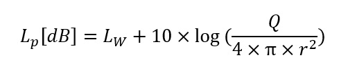 Przelicznik odległość pompy od działki - wzór na zmianę mocy akustycznej na ciśnienie akustyczne 